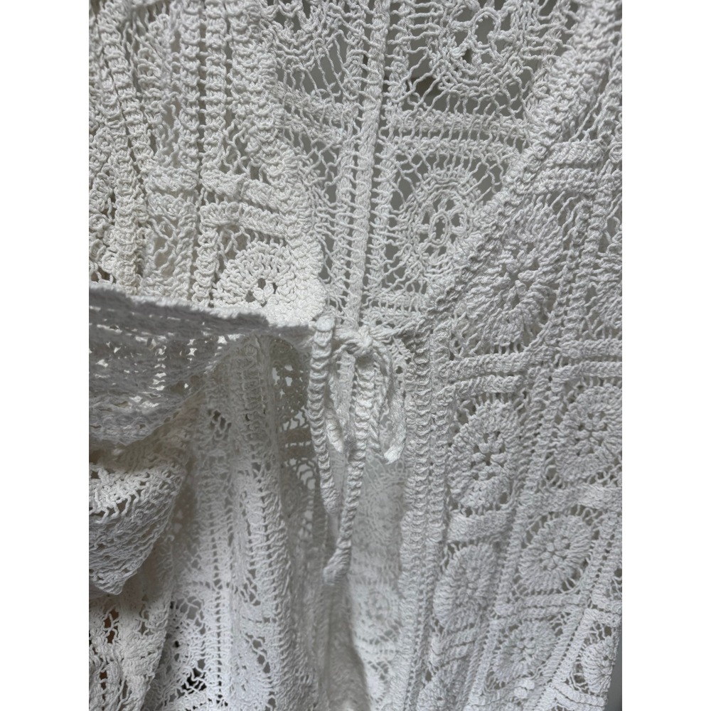 Unbranded Crochet Cardigan Womens XL White Granny Square Cottagecore Beach - Picture 4 of 7